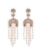 VOJ Kundan Studded White Pearl Long Drop Earrings - Distacart