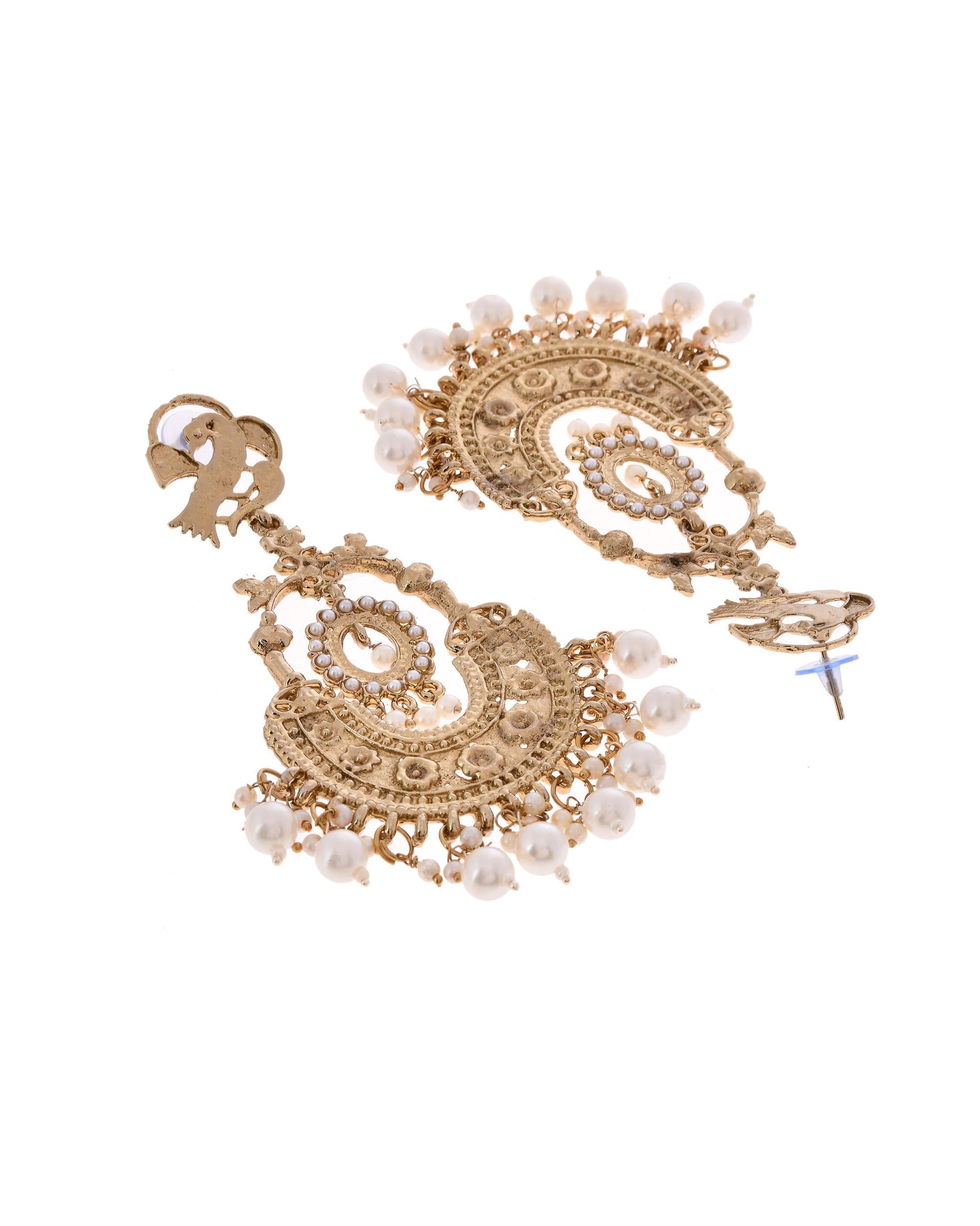 VOJ Copper Plated Designer Long Drop Earrings - Distacart