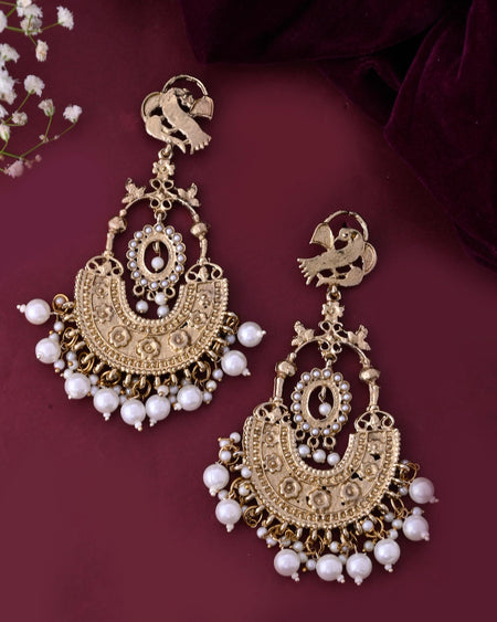 VOJ Copper Plated Designer Long Drop Earrings