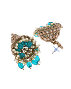 VOJ Gold-Polished Stone Studded Dome Shaped Jhumkas - Distacart