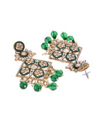 VOJ Green Stone Studded Gold-Polished Square Shaped Earrings - Distacart