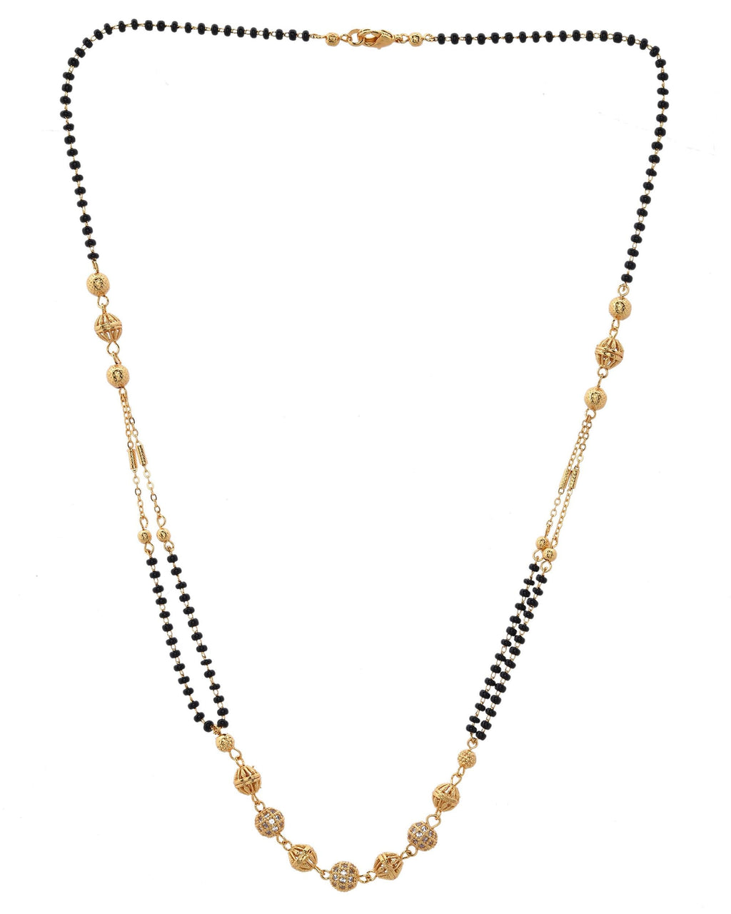 VOJ Gold-Polished Ad Stone Studded Multi Layer Mangalsutra - Distacart