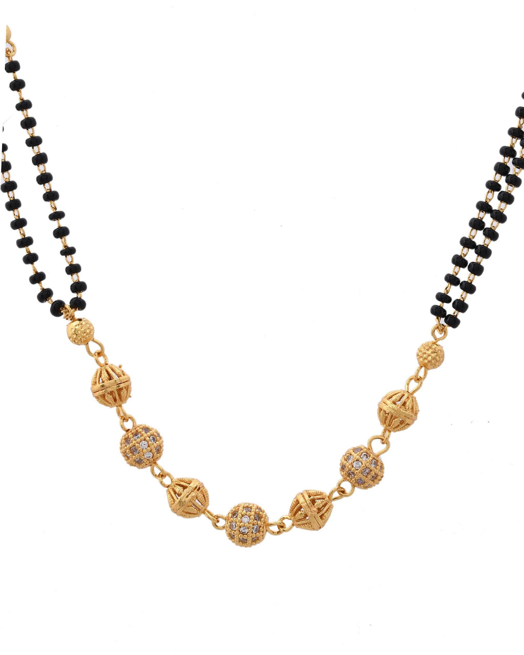 VOJ Gold-Polished Ad Stone Studded Multi Layer Mangalsutra - Distacart