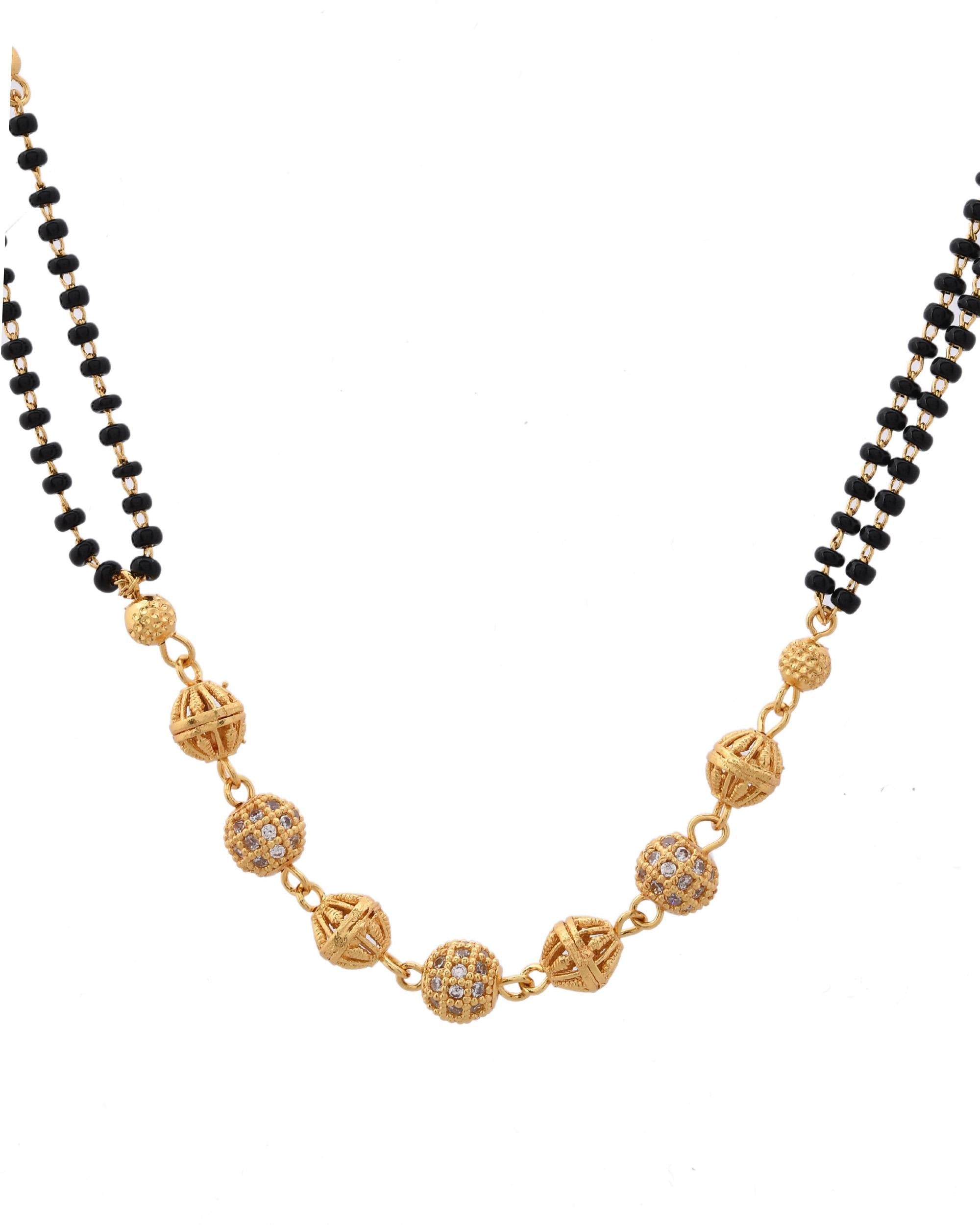 VOJ Gold-Polished Ad Stone Studded Multi Layer Mangalsutra - Distacart