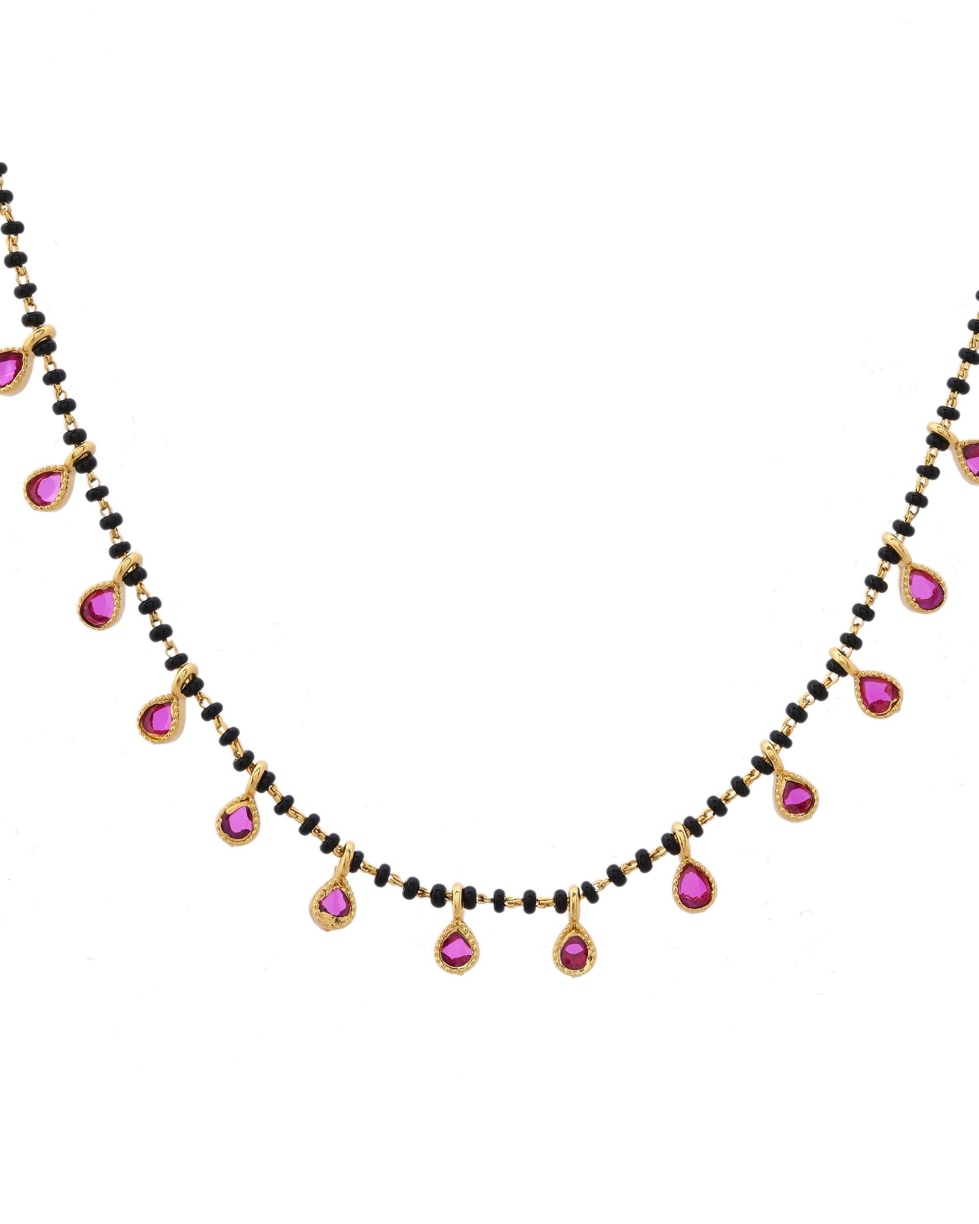 VOJ Gold-Polished Ad Studded Drop Shaped Mangalsutra - Distacart