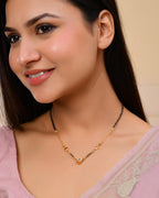 VOJ Gold-Polished Ad Studded Heart Shaped Mangalsutra - Distacart