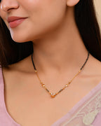 VOJ Gold-Polished Ad Studded Heart Shaped Mangalsutra - Distacart