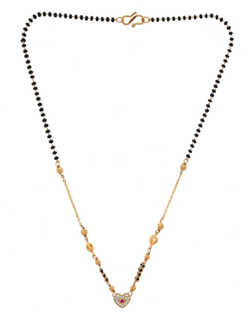 VOJ Gold-Polished Ad Studded Heart Shaped Mangalsutra - Distacart