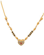 VOJ Gold-Polished Ad Studded Heart Shaped Mangalsutra - Distacart