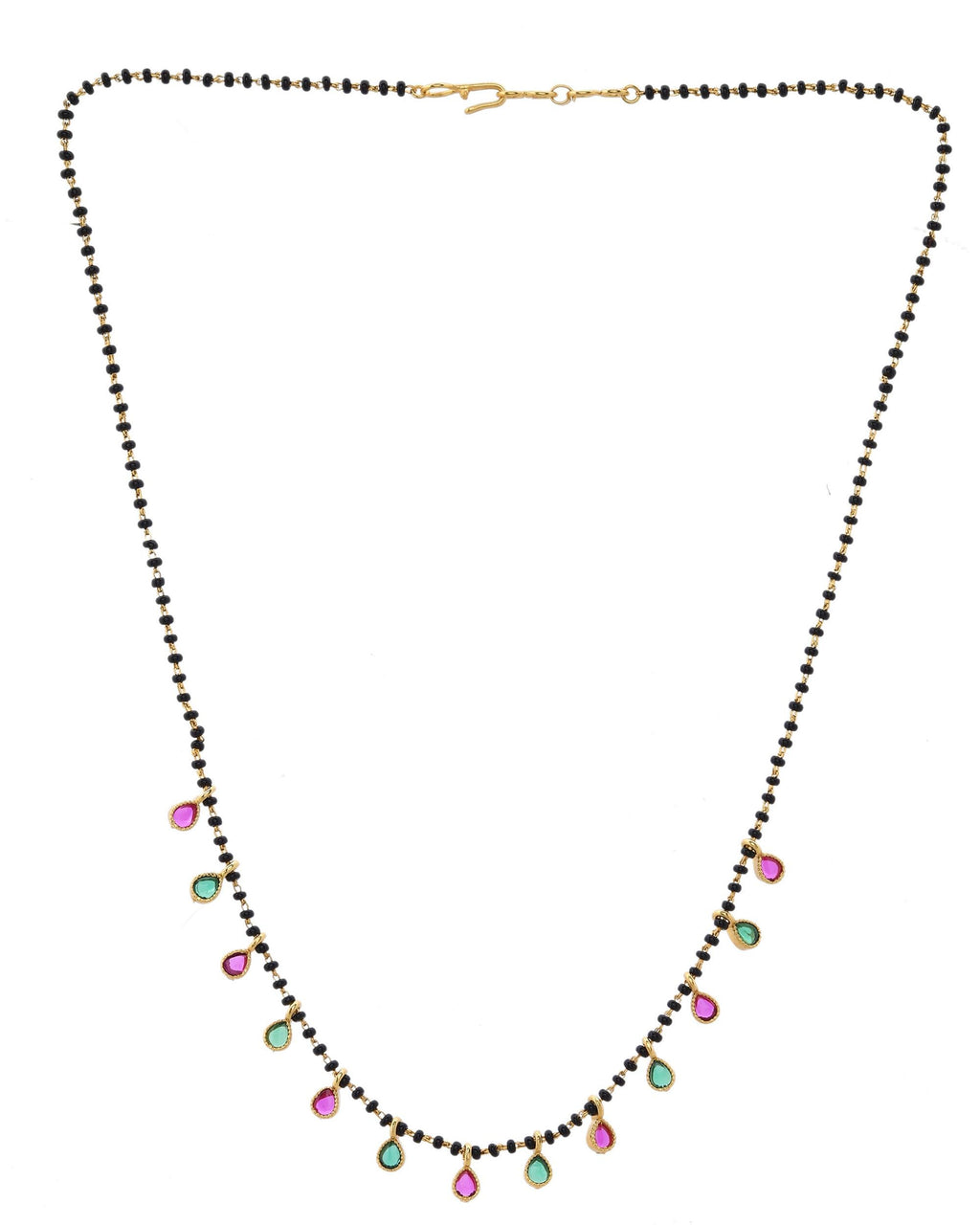 VOJ Gold-Polished Ad Studded Drop Shaped Mangalsutra - Distacart