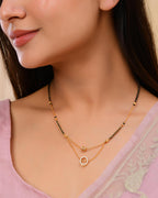 VOJ Gold-Polished Ad Studded Oval Shaped Mangalsutra - Distacart