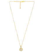 VOJ Gold-Polished Flower Shaped Ad Studded Pendant With Chain