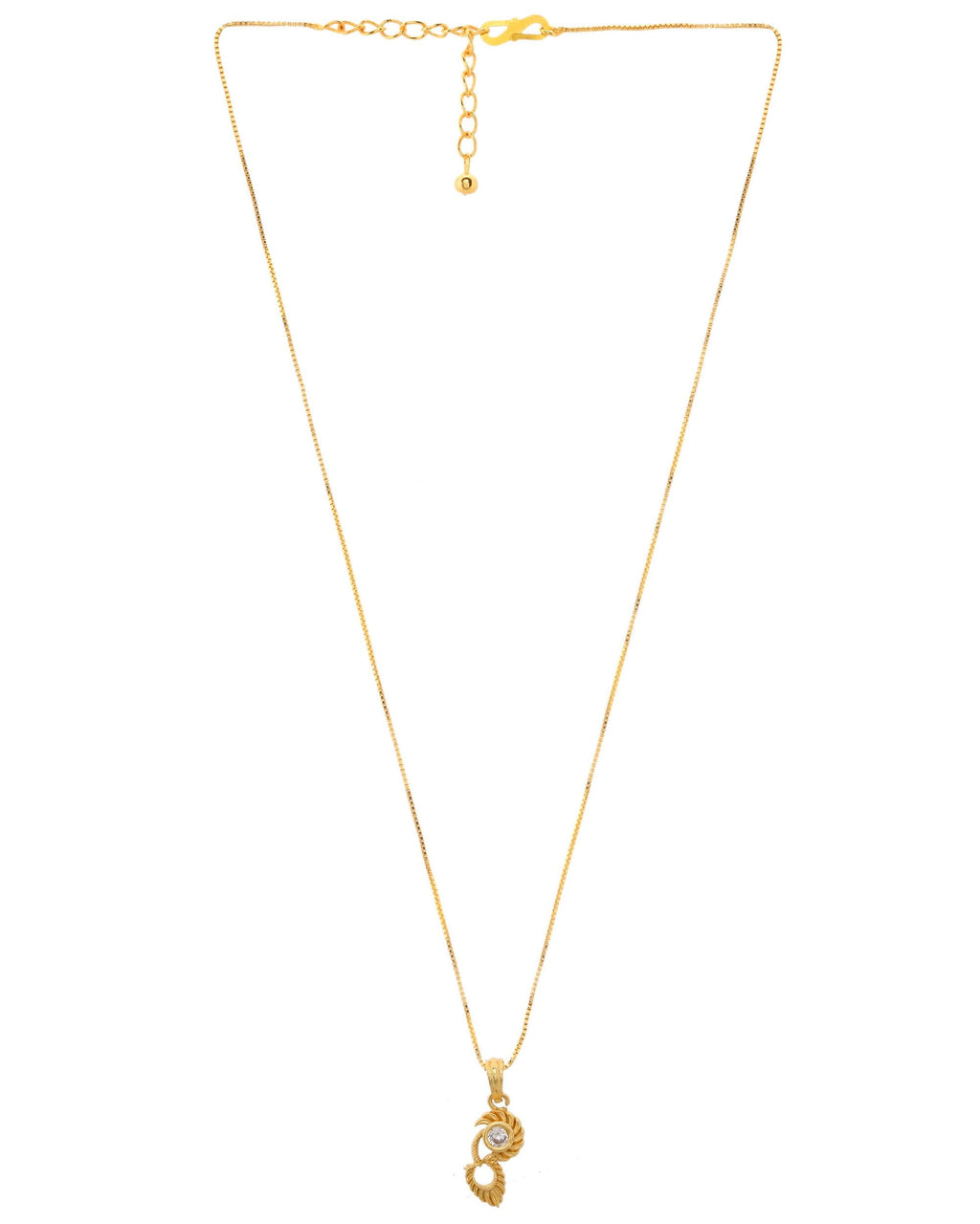 VOJ Gold-Polished Designer Ad Studded Pendant With Chain