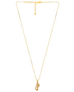 VOJ Gold-Polished Designer Ad Studded Pendant With Chain