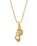 VOJ Gold-Polished Designer Ad Studded Pendant With Chain
