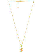 VOJ Gold-Polished Flower Shaped Ad Studded Pendant With Chain