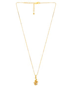 VOJ Gold-Polished Plant Shaped Ad Studded Pendant With Chain