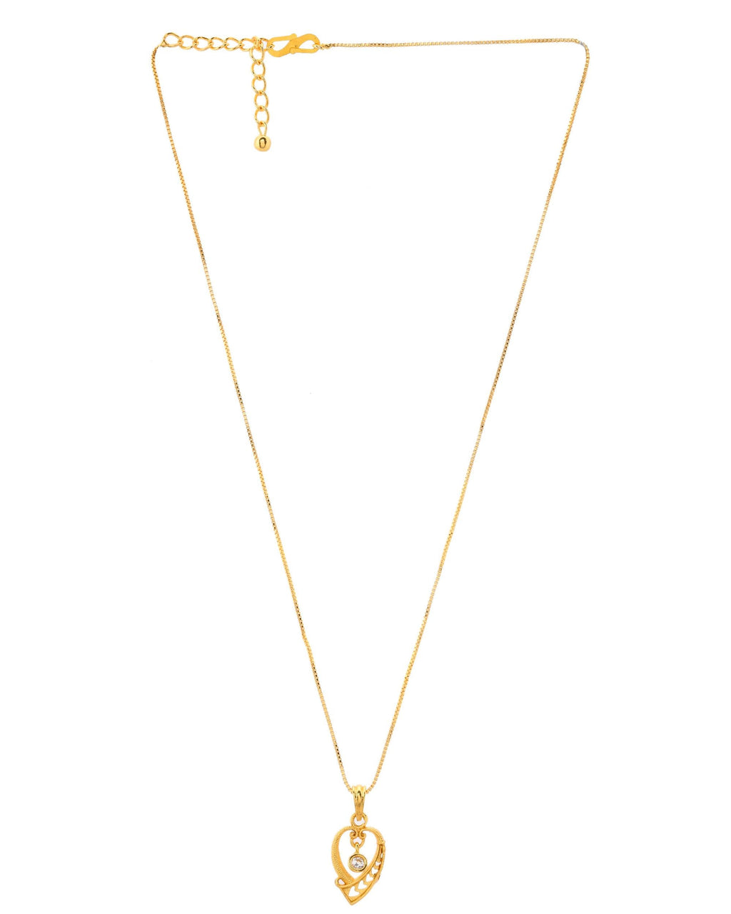 VOJ Gold-Polished Designer Ad Studded Pendant With Chain