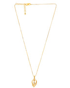 VOJ Gold-Polished Designer Ad Studded Pendant With Chain