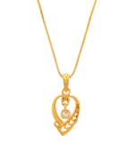 VOJ Gold-Polished Designer Ad Studded Pendant With Chain