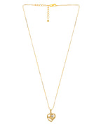 VOJ Gold-Polished Heart Shaped Ad Studded Pendant With Chain