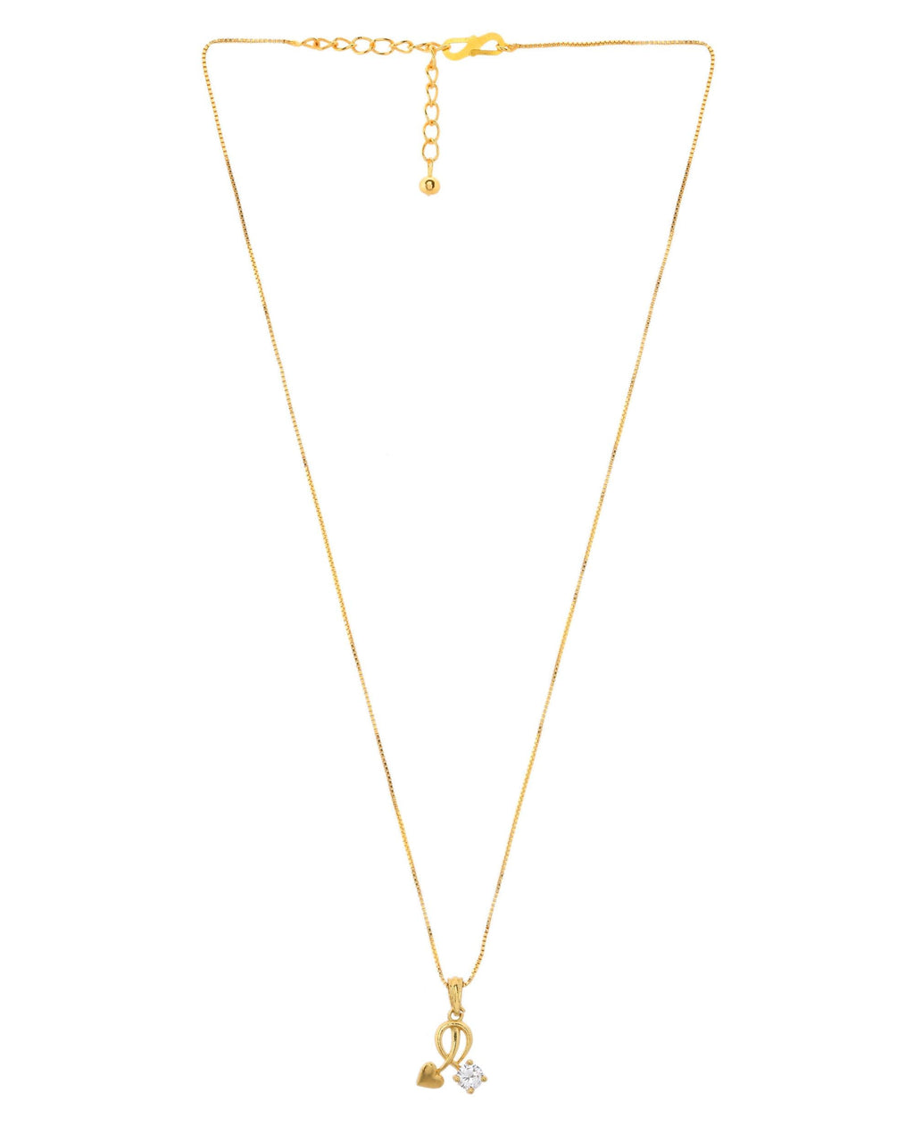 VOJ Gold-Polished Designer Ad Studded Pendant With Chain