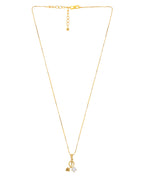 VOJ Gold-Polished Designer Ad Studded Pendant With Chain