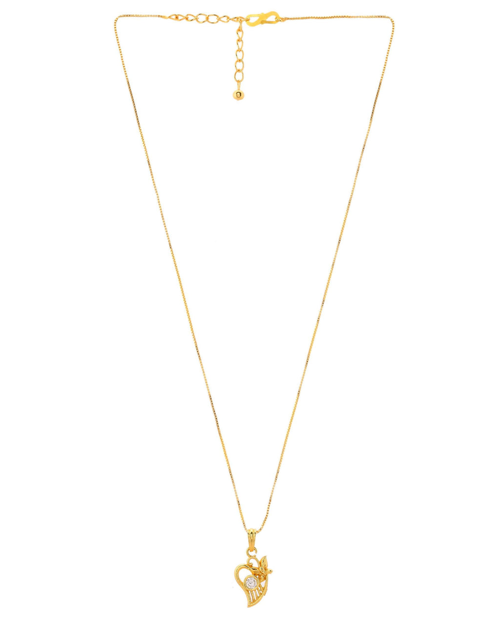 VOJ Gold-Polished Designer Ad Studded Pendant With Chain