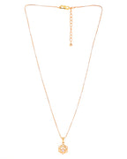 VOJ Gold-Polished Flower Shaped AD Studded Pandent With Chain