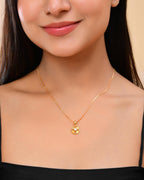 VOJ Gold-Polished Heart Shaped Ad Studded Pendant With Chain