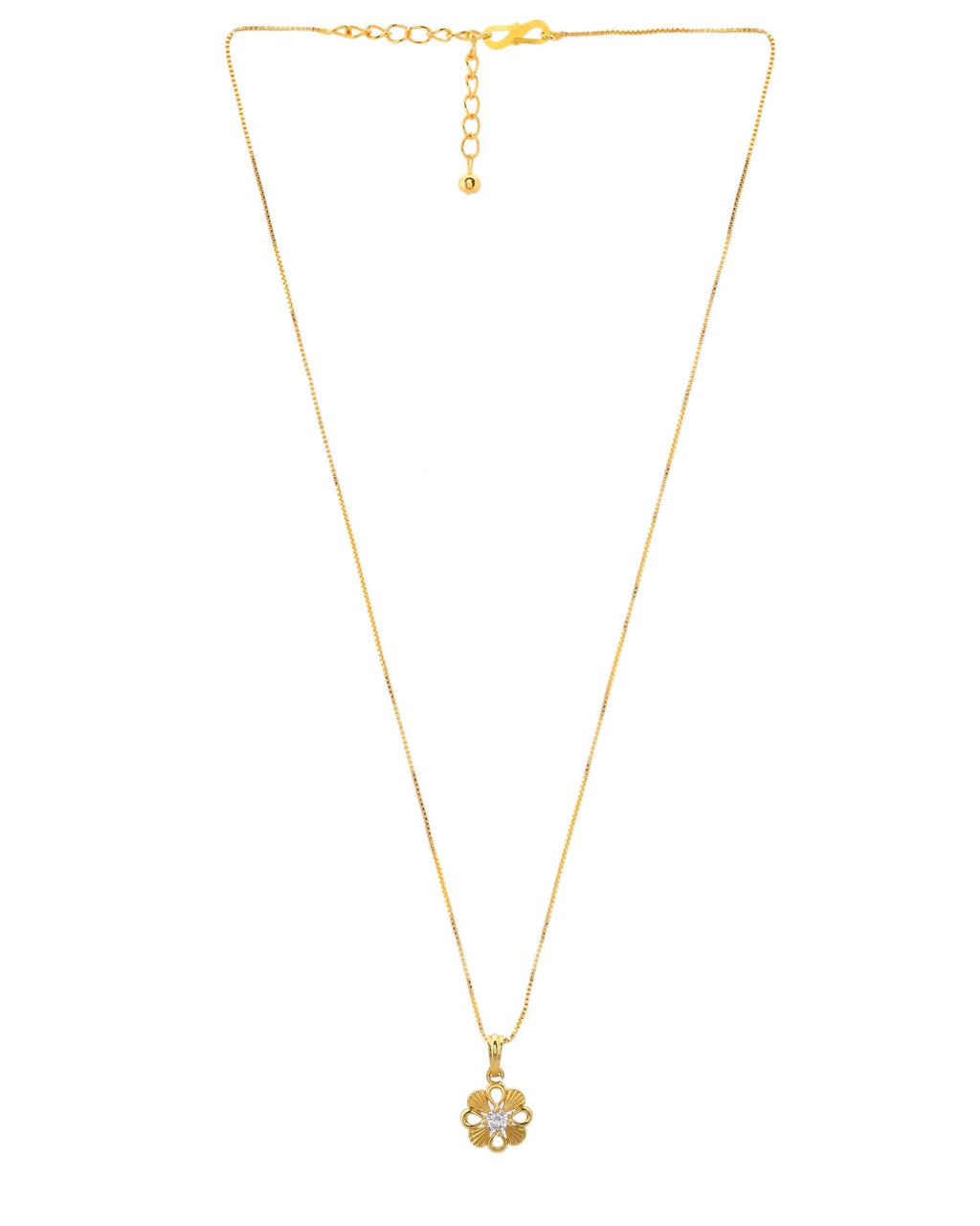 VOJ Gold-Polished Heart Shaped Ad Studded Pendant With Chain