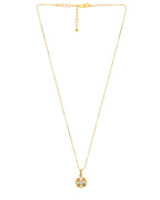 VOJ Gold-Polished Heart Shaped Ad Studded Pendant With Chain