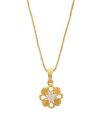 VOJ Gold-Polished Heart Shaped Ad Studded Pendant With Chain