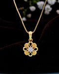 VOJ Gold-Polished Heart Shaped Ad Studded Pendant With Chain
