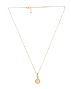 VOJ Gold-Polished Flower Shaped Ad Studded Pendant With Chain