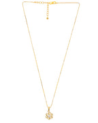 VOJ Gold-Polished Designer Ad Studded Pendant With Chain