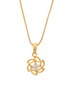 VOJ Gold-Polished Designer Ad Studded Pendant With Chain