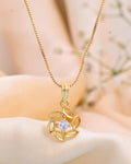 VOJ Gold-Polished Designer Ad Studded Pendant With Chain