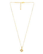 VOJ Gold-Polished Flower Shaped Ad Studded Pendant With Chain