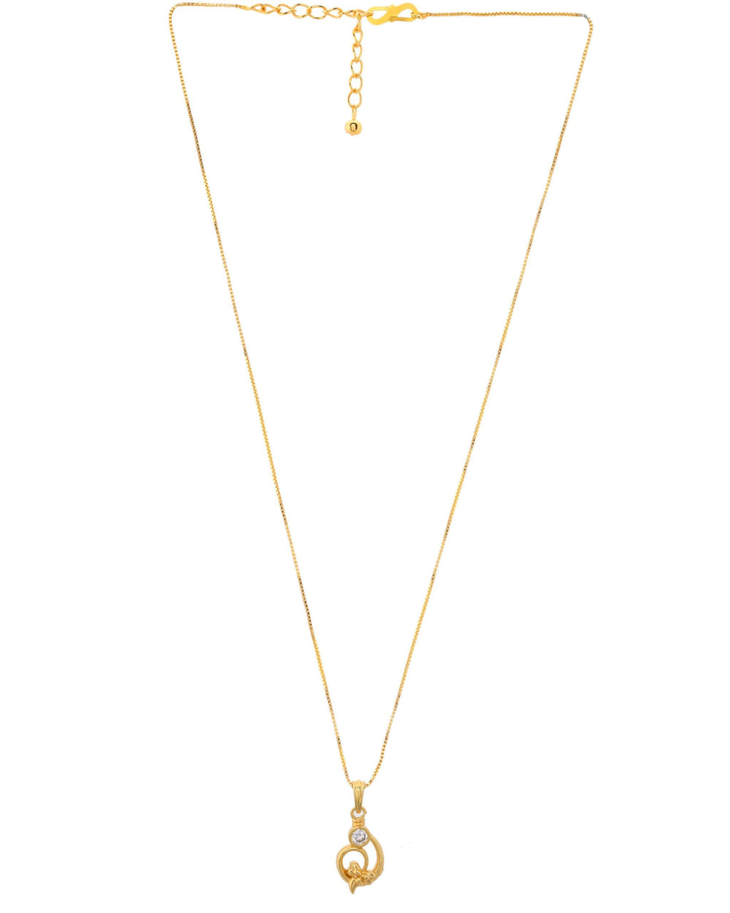VOJ Gold-Polished Designer Ad Studded Pendant With Chain