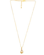 VOJ Gold-Polished Designer Ad Studded Pendant With Chain