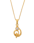 VOJ Gold-Polished Designer Ad Studded Pendant With Chain