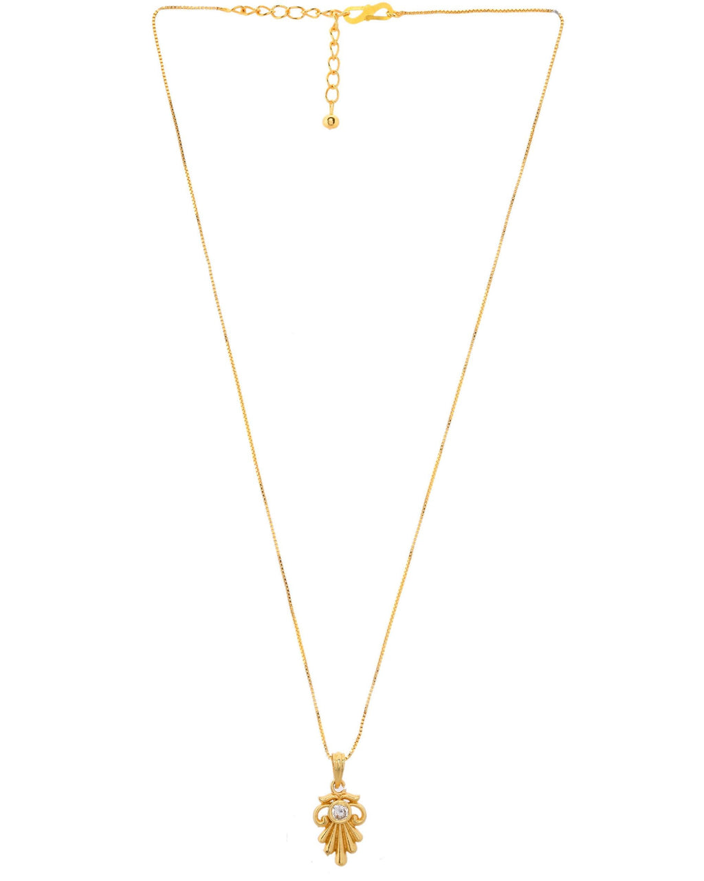 VOJ Gold-Polished Designer Ad Studded Pendant With Chain