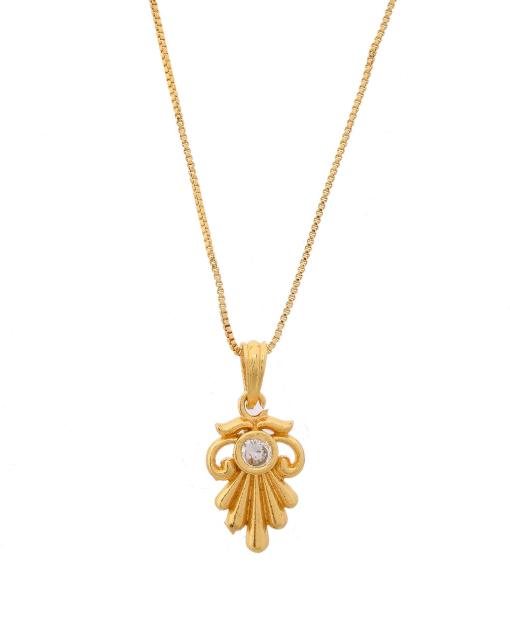 VOJ Gold-Polished Designer Ad Studded Pendant With Chain
