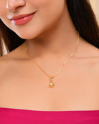 VOJ Gold-Polished Designer Ad Studded Pendant With Chain
