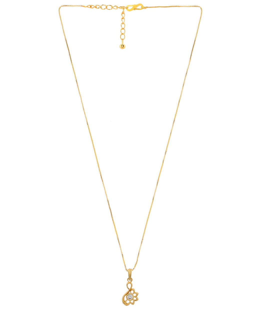 VOJ Gold-Polished Designer Ad Studded Pendant With Chain
