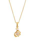 VOJ Gold-Polished Designer Ad Studded Pendant With Chain
