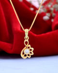 VOJ Gold-Polished Designer Ad Studded Pendant With Chain