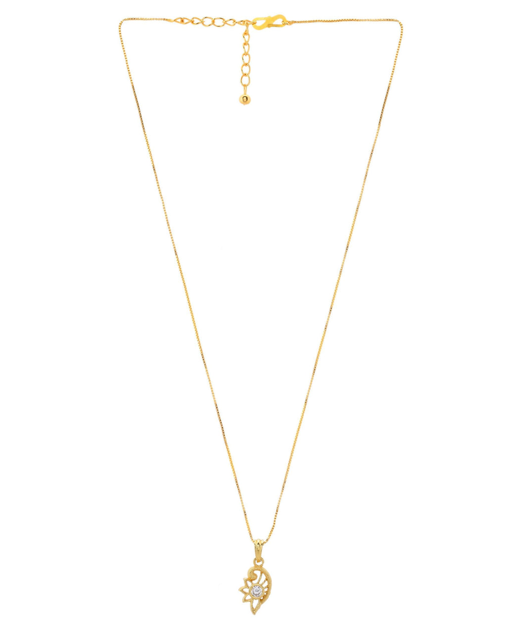 VOJ Gold-Polished Designer Ad Studded Pendant With Chain