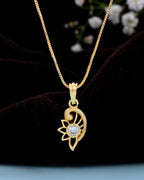 VOJ Gold-Polished Designer Ad Studded Pendant With Chain